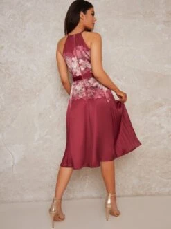 Chi Chi Alietta Floral Pleated Dress, Burgudy/Multi 3 Chi Chi Alietta Floral Pleated Dress, Burgudy/Multi -EleganceWear Store chi chi alietta floral pleated dress burgudy multi1 e1599555146752