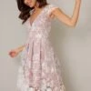 Chi Chi Aubrie Floral Embroidered Dress, Pink/White