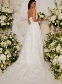 Chi Chi Bridal Alexia Sweetheart Embroidered Dress, White