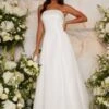Chi Chi Bridal Bardot Embellished Wedding Dress In White