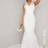 Chi Chi Bridal Suranne Lace Mermaid Maxi Wedding Dress Petite, Ivory