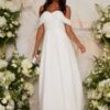 Chi Chi Bridal Vicki Sequin Off The Shoulder Wedding Dress, White
