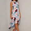 Chi Chi Callista Floral High Low Dress, Blue/Multi