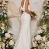 Chi Chi Cowl Back Bridal Wedding Dress With Embellishment In White