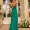 Chi Chi Cowl Neck Satin Maxi Bridesmaid Dress In Green