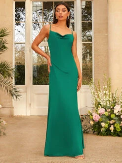Chi Chi Cowl Neck Satin Maxi Bridesmaid Dress In Green -EleganceWear Store chi chi cowl neck satin maxi bridesmaid dress in green2