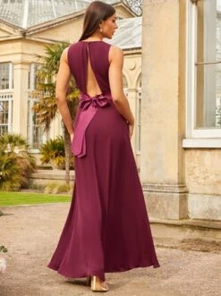 Chi Chi Cut Out Bow Back Bridesmaid Maxi Dress In Wine/Berry 5 Chi Chi Cut Out Bow Back Bridesmaid Maxi Dress In Wine/Berry -EleganceWear Store chi chi cut out bow back bridesmaid maxi dress in wine berry3 e1653297722130