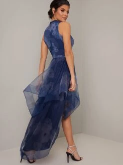 Chi Chi Farcia Floral A-line Organza Dress, Navy Blue -EleganceWear Store chi chi farcia floral a line organza dress navy blue1