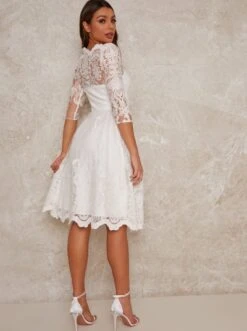 Chi Chi Flora Flore Lace Sleeve Wedding Dress, White -EleganceWear Store chi chi flore dress2 e1659133503147