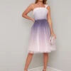 Chi Chi Leoma Ombre One Shoulder Floral Dress, White/Purple