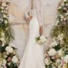 Chi Chi Long Sleeve Lace Bodice Bridal Wedding Dress In White