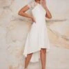 Chi Chi Meara Laced Bridal Dress With Short Sleeves In White