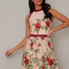 Chi Chi Petite Rosaleen Floral Embroidered Dress, Pink/Blush