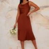 Chi Chi Petite Tamara Short Bridesmaid Dress, Dark Orange