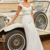 Chi Chi Pleated Bodice Wedding Dress In White