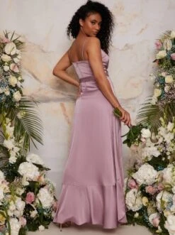 Chi Chi Ruffle Detail Cami Strap Wrap Design Bridesmaid Dress, Lilac/Purple 3 Chi Chi Ruffle Detail Cami Strap Wrap Design Bridesmaid Dress, Lilac/Purple -EleganceWear Store chi chi ruffle detail cami strap wrap design bridesmaid dress lilac purple2 e1626192210200