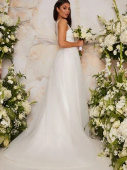 Chi Chi Sequin Bodice Tulle Maxi Wedding Dress In White 5 Chi Chi Sequin Bodice Tulle Maxi Wedding Dress In White -EleganceWear Store chi chi sequin bodice tulle maxi wedding dress in white1