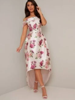 Coast Chi Chi Shaina Floral High Low Maxi Dress, White/Multi