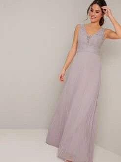 Chi Chi Suvi Lace Maxi Bridesmaid Dress, Lilac/Light Purple