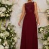 Chi Chi Tiffie Lace Bridesmaid Maxi Dress, Burgundy/Red