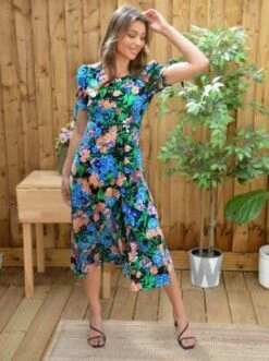 Chi Chi Ulia Floral Dress, Black/Multi