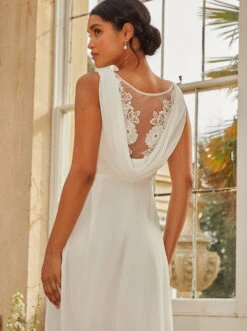 Chi Chi V Neck Drape Maxi Wedding Dress In White