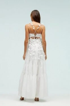 Coast 3d Floral Structured Bodice High Low Dress, Ivory -EleganceWear Store coast 3d floral structured bodice high low dress ivory1