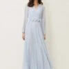 Phase Eight Alecia Pleated Chiffon Maxi Dress, Light Blue