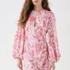 Coast Alexandra Farmer Mini Dress With Blouson Sleeve, Pink