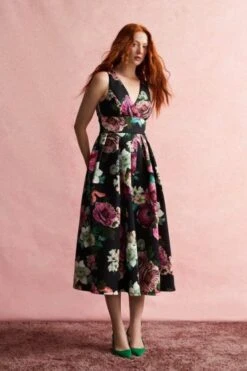 Coast Alexandra Gallagher Wrap Full Skirt Dress, Black/Multi