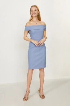 Coast Bardot Mini Shift Dress, Pale Blue