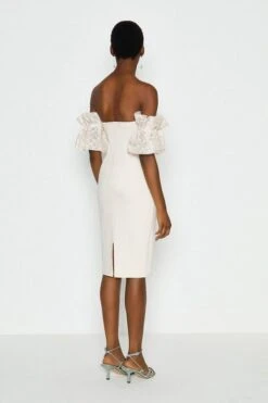 Coast Bardot Texture Sleeve Dress, White -EleganceWear Store coast bardot texture sleeve dress white1
