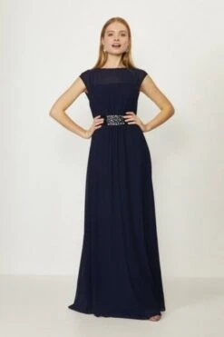 Coast Beaded Waist Detail Maxi Dress, Navy Blue