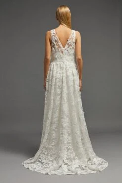 Coast Bridal 3d Lace Halter Maxi Dress, Ivory -EleganceWear Store coast bridal 3d lace halter maxi dress ivory2