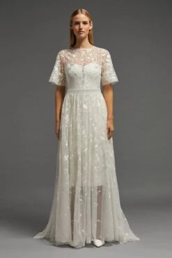 Coast Bridal Embroidered Over Wedding Dress, Ivory