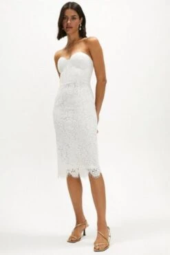 Coast Bustier Lace Pencil Dress, Ivory