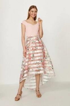 Coast Clipped Jaquard Stripe Dress, Pink/Blush/Multi