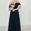 Coast Cold Shoulder Ruffle Maxi Bridesmaid Dress, Navy Blue