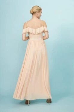 Coast Cold Shoulder Ruffle Maxi Dress, Beige/Neutral/Apricot -EleganceWear Store coast cold shoulder ruffle maxi dress beige neutral apricot2 e1609252799908