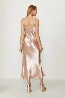 Coast Cowl Neck Midi Dress, Rose Gold/Blush -EleganceWear Store coast cowl neck midi dress rose gold blush2 e1614369504963