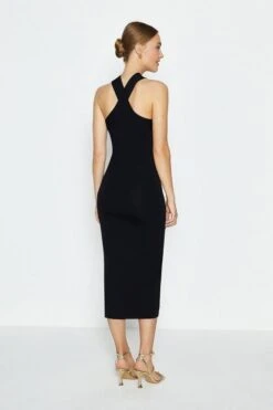 Coast Cross Strap Knitted Midi Dress, Black -EleganceWear Store coast cross strap knitted midi dress black1 e1600330097701
