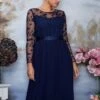 Coast Curve Embroidered Long Sleeve Maxi Dress, Navy Blue