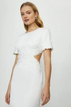 Coast Cut Out Lace Detail Bridal Midi Dress, Ivory