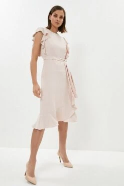 Coast Double Ruffle Hem Dress, Blush/Pale Pink