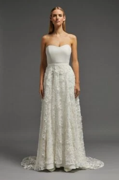 Coast Fishtail Bandeau Dress And Overlay Skirt Set, Ivory