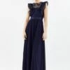 Coast Frilled Sleeve Lace Bodice Maxi Dress, Navy Blue