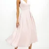 Coast Full Skirted Satin Midi Dress, Light Pink/Blush
