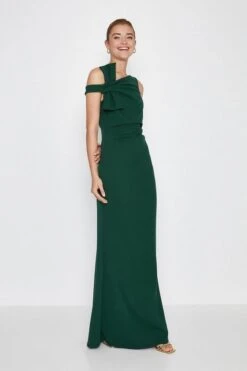 Coast Shoulder Bow Maxi Dress, Green