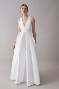Coast Halter Neck Mini Bow Wedding Maxi Dress With Pockets, Ivory
