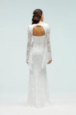 Coast Kimono Sleeve Boho Lace Dress With Train, Ivory -EleganceWear Store coast kimono sleeve boho lace dress with train ivory3